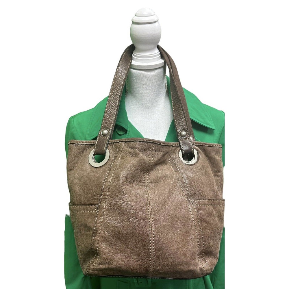 FOSSIL HATHAWAY Brown Leather Shopper Tote Shoulder Handbag Purse Medium